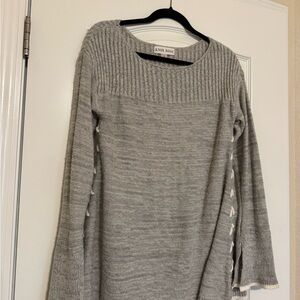 Knox Rose Gray Knit Sweater with Accents